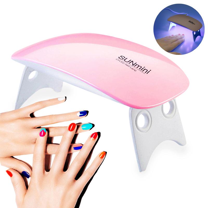 Portable Mini 6W LED Lamp Nail Dryer with USB charging, compact design, and timer settings for efficient nail drying.