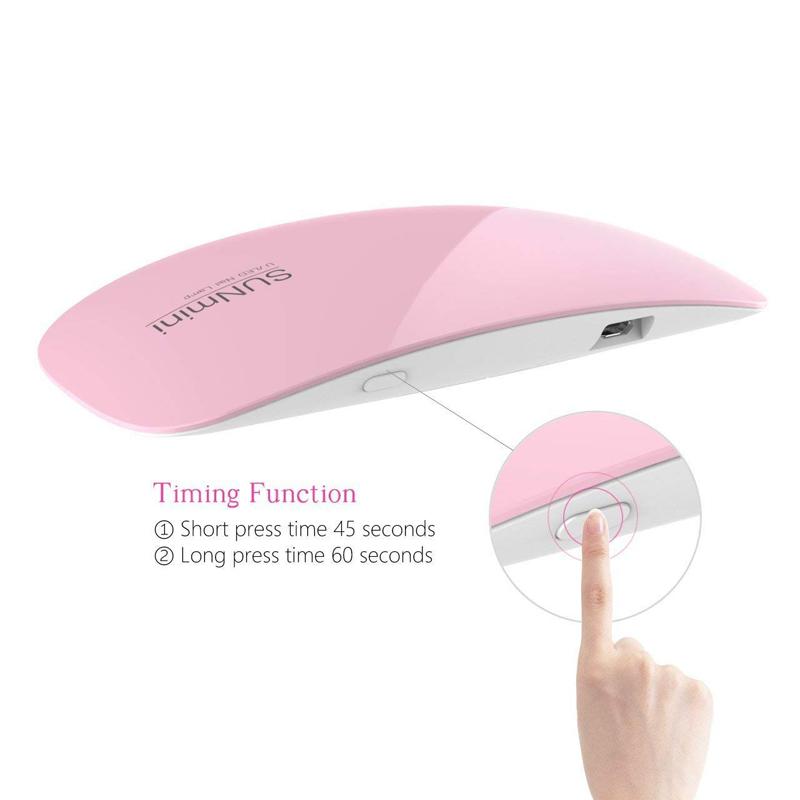 Portable Mini 6W LED Lamp Nail Dryer with USB charging, compact design, and timer settings for efficient nail drying.