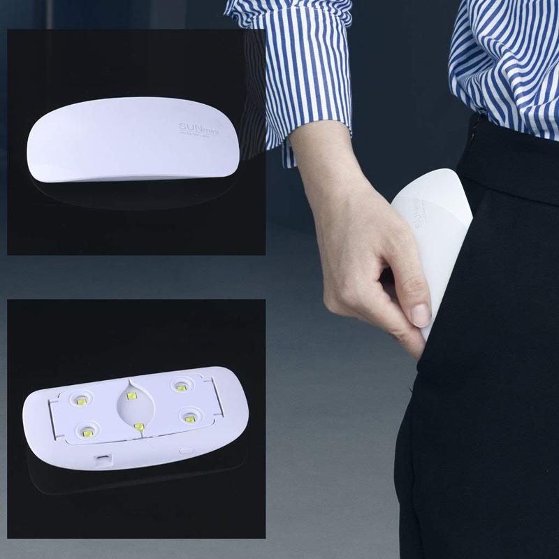 Portable Mini 6W LED Lamp Nail Dryer with USB charging, compact design, and timer settings for efficient nail drying.