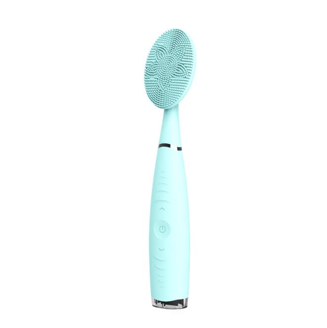 Portable New Facial Cleansing Brush with silicone bristles for gentle facial cleansing.