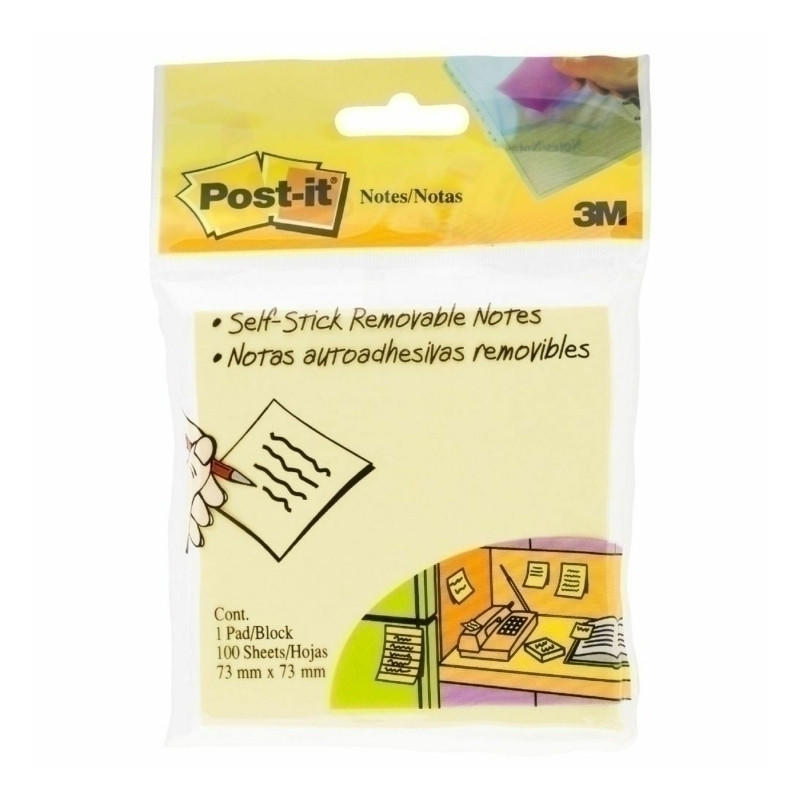 A pack of POST-IT Note 654-HBY in original yellow, featuring 12 sticky notes for reminders and organization.