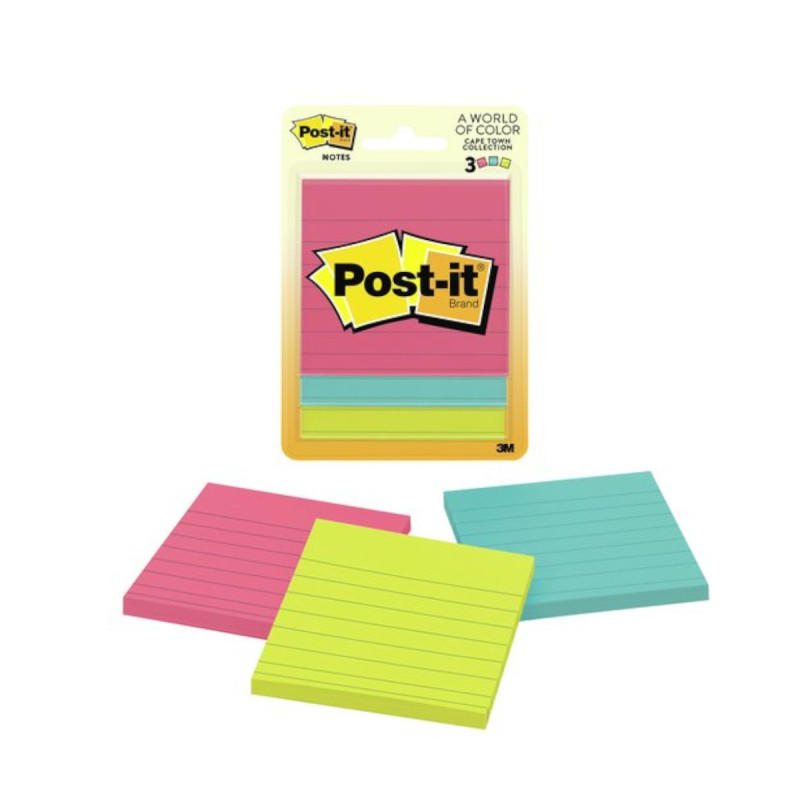 A pack of POST-IT Notes 6301, featuring lined sticky notes in a vibrant color, perfect for organizing thoughts and reminders.