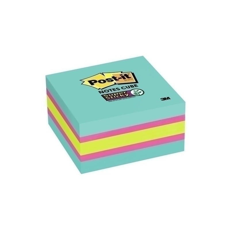 Post-It Super Sticky Cube 2027-SSAFG in vibrant colors, perfect for notes and reminders.