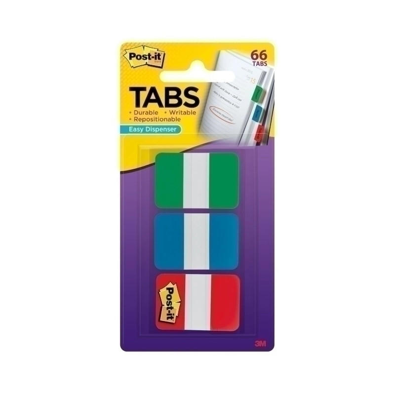 A pack of POST-IT Tabs 25mm 686-GBR, featuring vibrant colors and a durable design for easy organization.