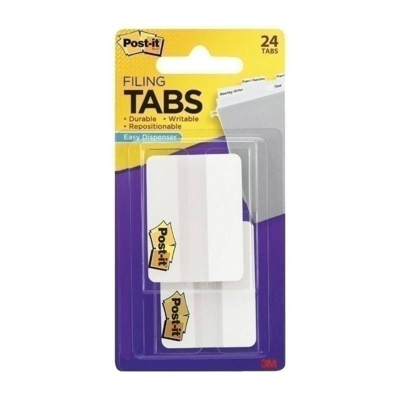 POST-IT Tabs 686-24WE pack of six white filing tabs, measuring 50x38mm, ideal for organizing documents.