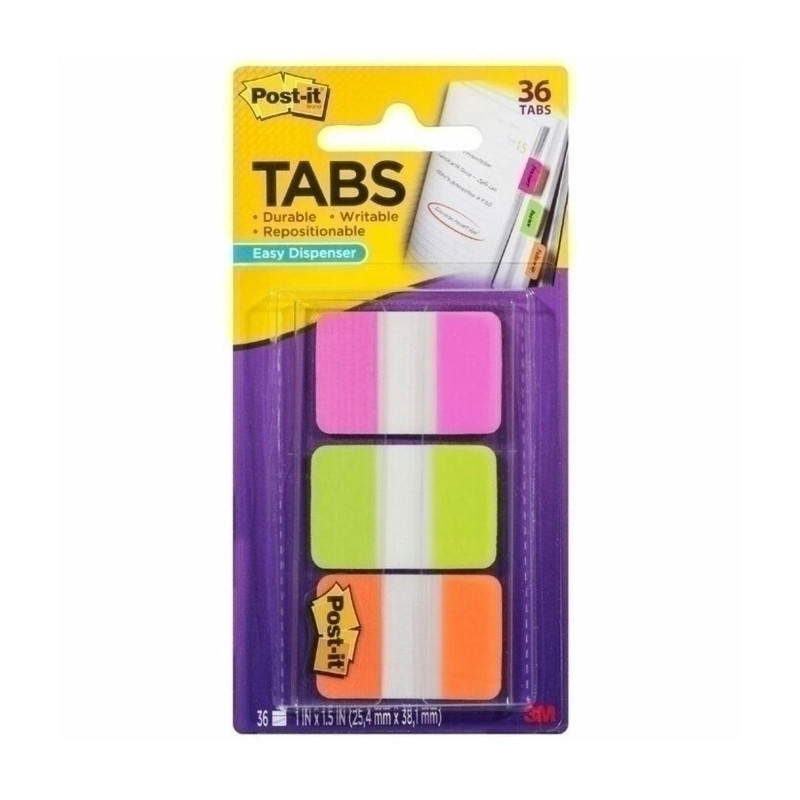 A pack of POST-IT Tabs 686-PGOT featuring 36 durable tabs in various colors for easy organization.