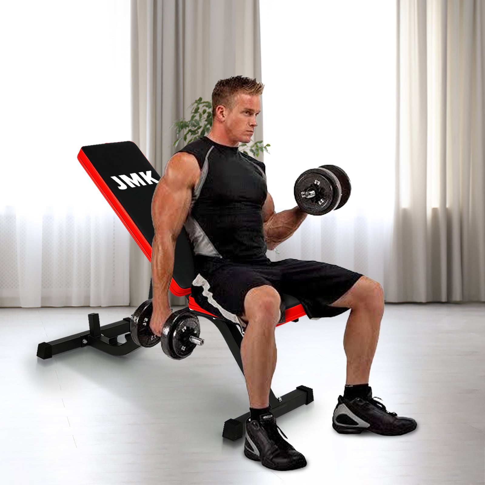 Powertrain Adjustable Incline Decline Home Gym Bench with thick padding and robust steel frame, ideal for versatile workouts.