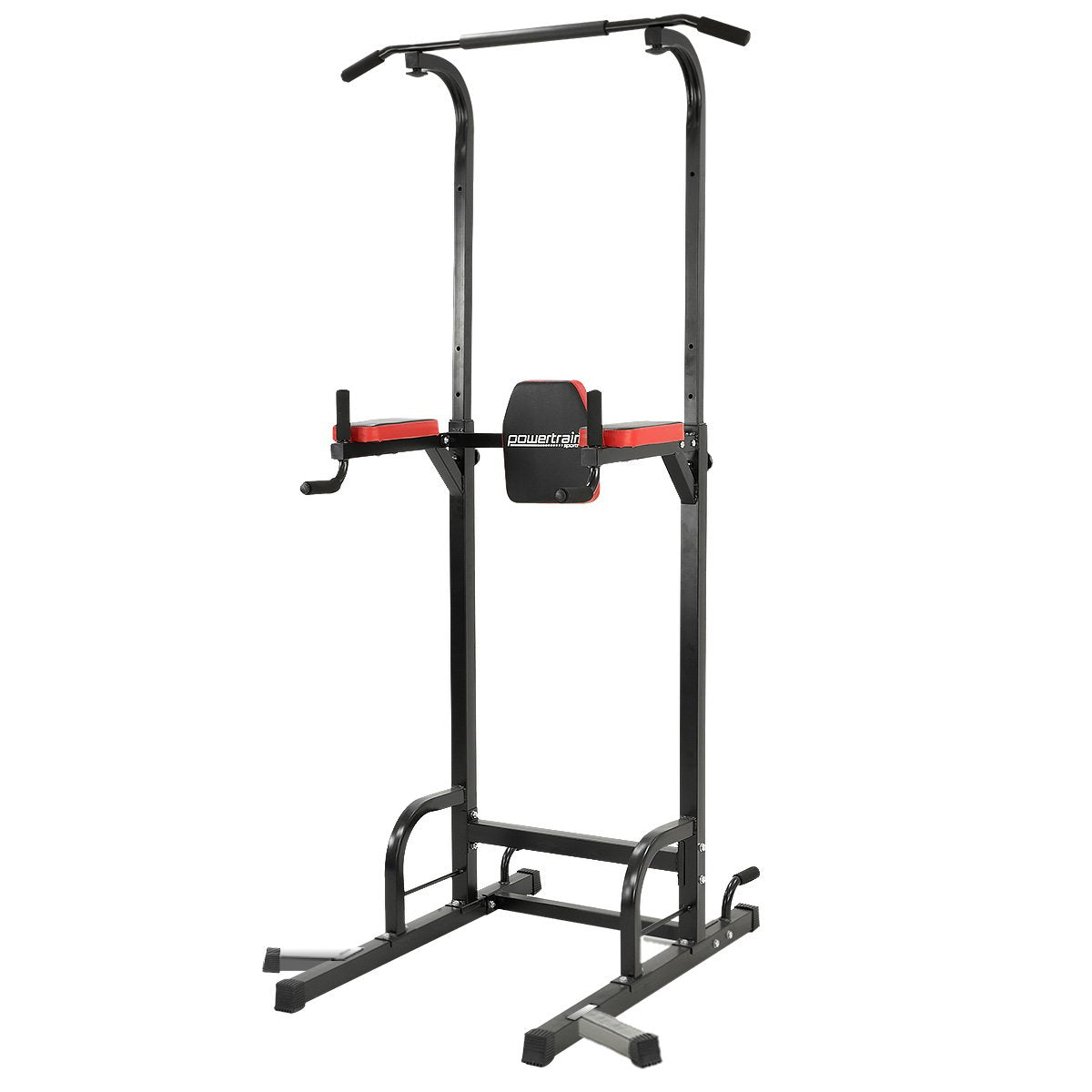 Powertrain Multi Station for chin-ups, pull-ups, and dips, featuring padded armrests and a sturdy steel frame.