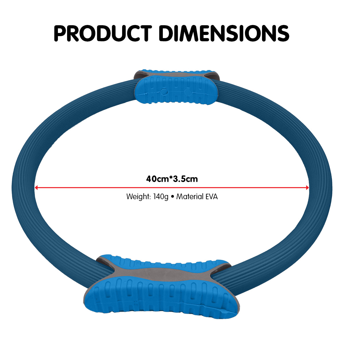 Powertrain Pilates Ring Band in blue color with soft foam handles, ideal for home workouts and muscle toning.