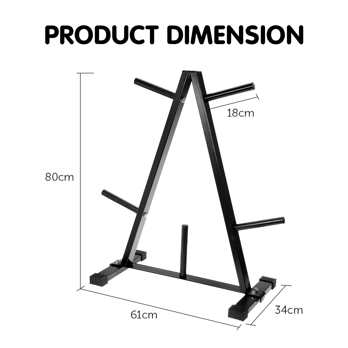 Powertrain Weight Plates Storage Rack with five storage bars, designed for organizing standard weight plates in a home gym.