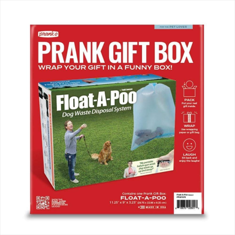 PRANK-O Float A Poo prank gift box featuring a humorous design of floating poop, perfect for pet lovers.