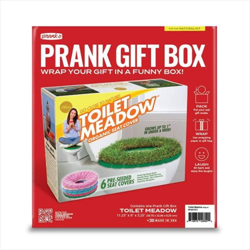 PRANK-O Prank Gift Box featuring a colorful design with toilet seat covers for a humorous prank gift.