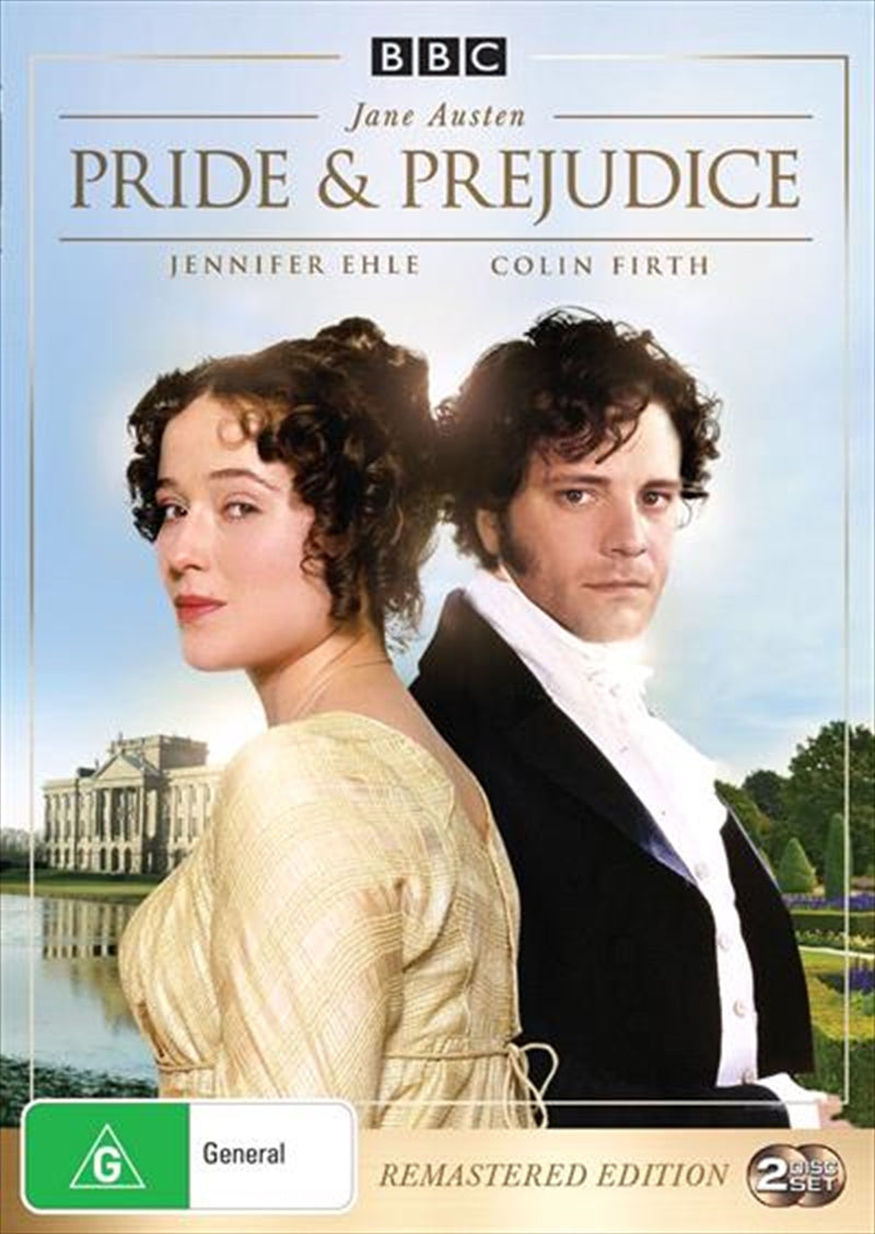 Remastered DVD cover of Pride and Prejudice featuring classic artwork and vibrant colors.