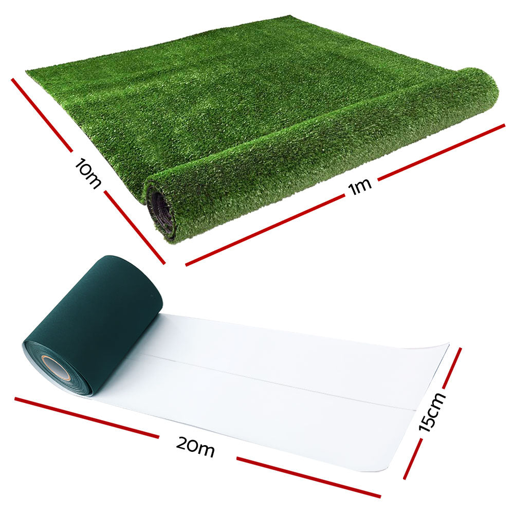 Primeturf 1x10m Artificial Grass roll showcasing realistic green hues and dense texture, ideal for outdoor landscaping.