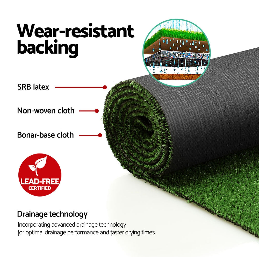 Primeturf 1x10m Artificial Grass roll showcasing realistic green hues and dense texture, ideal for outdoor landscaping.