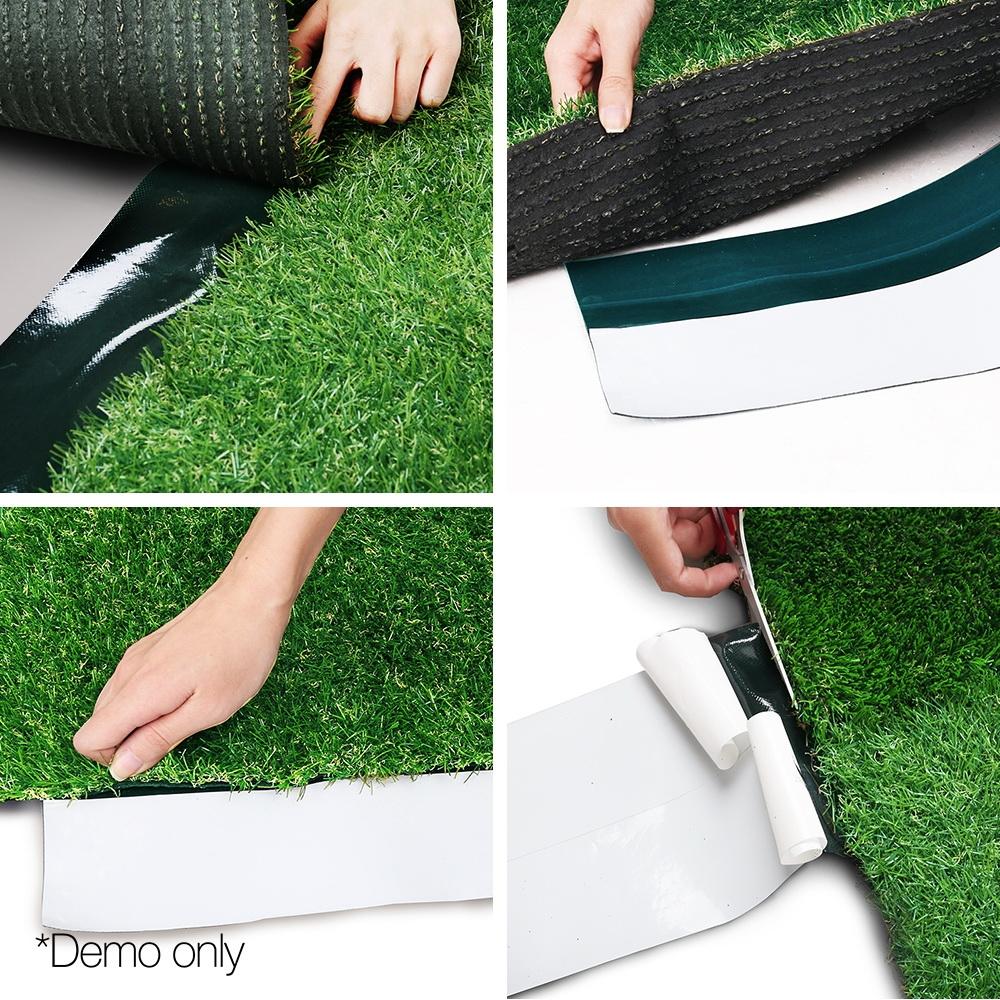 Primeturf Artificial Grass Tape Roll 10m, showcasing its non-woven fabric and self-adhesive properties for easy turf installation.