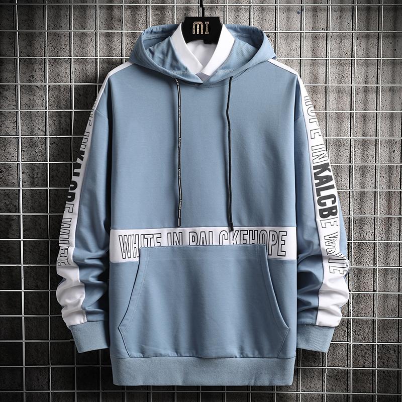 Blue Print Pullover Men's Hoodie featuring a Japan style design, perfect for casual wear.