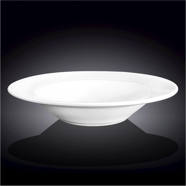 Professional Rolled Rim White Deep Plate, 12 inches, 32 oz, elegant porcelain design for soups and meals.