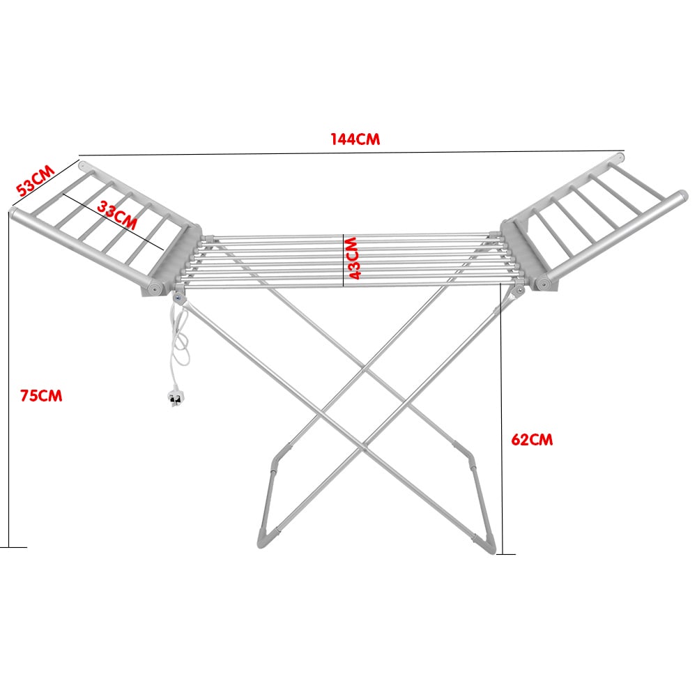 Pronti Heated Towel Rack with winged design, showcasing its sturdy construction and multiple heating bars for efficient drying.