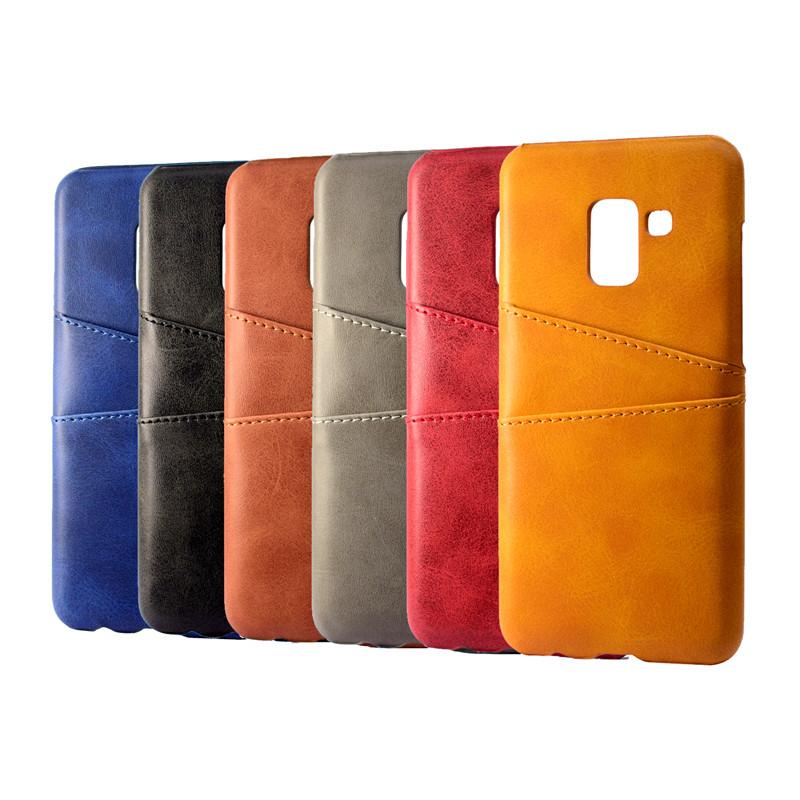 PU Leather Coque for Samsung Galaxy A8 2018, showcasing its luxury design and card holder feature.