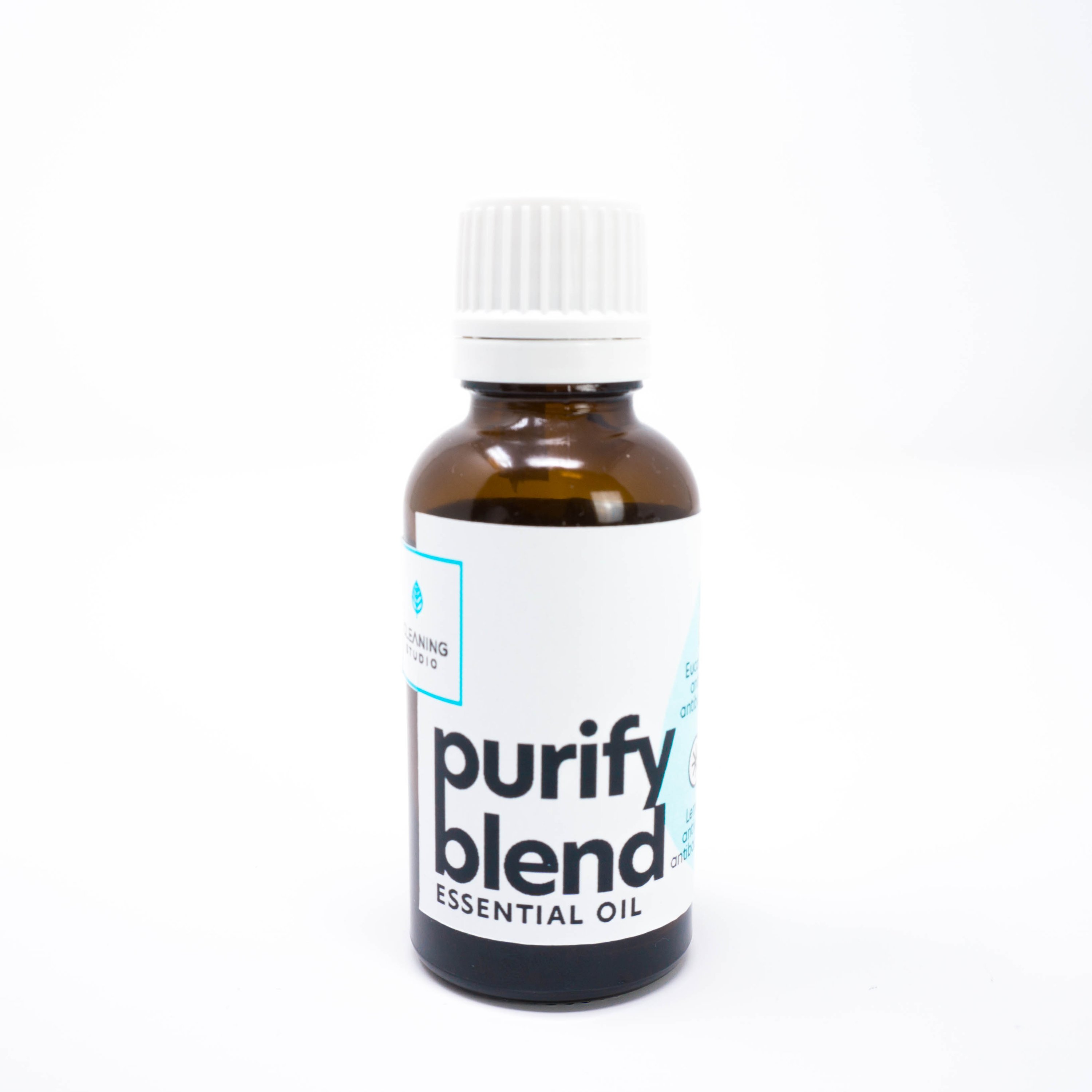 Purify Essential Oil blend in a 1oz bottle featuring eucalyptus, lemon, peppermint, and tea tree oils for cleaning and refreshing.