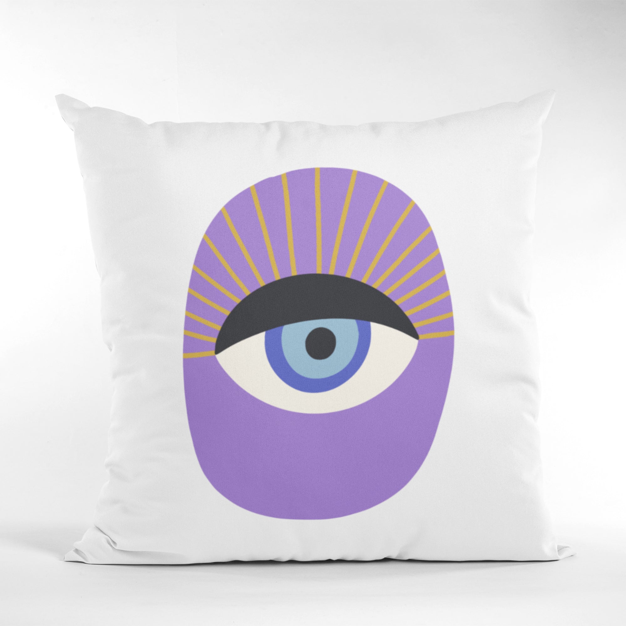 Purple Eye Pattern Cushion Cover featuring a vibrant design, suitable for living room decoration.