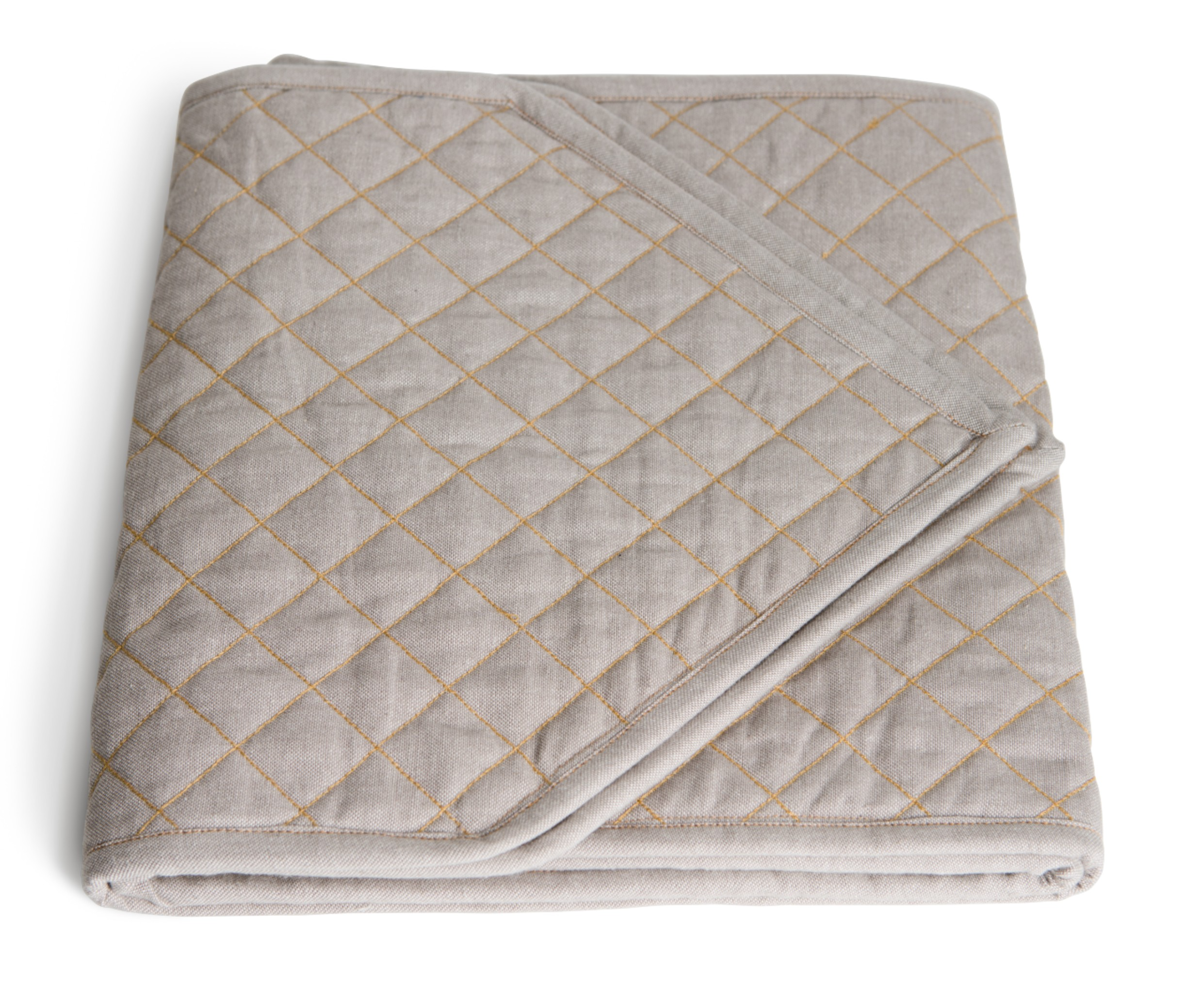 Organic Cotton Quilted Table Runner in luxurious chambray weave, perfect for stylish dining settings.