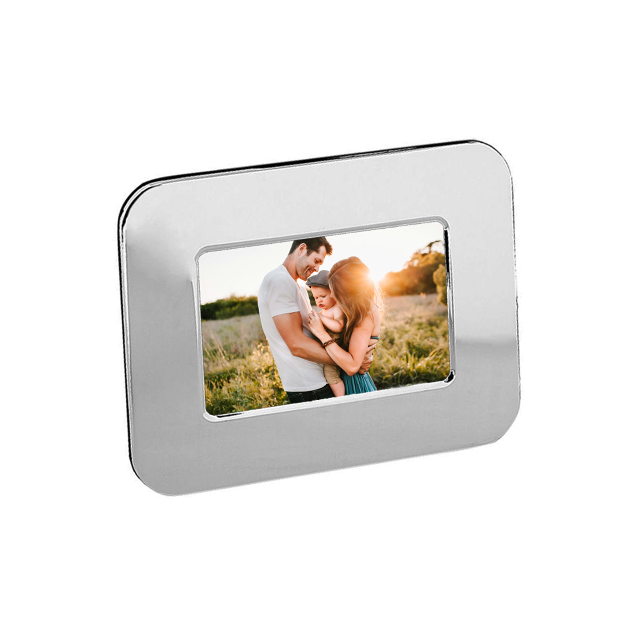 Elegant Radius Design Photo Frame in nickel finish, holding a 5x7 photo with gentle curves and wide borders.