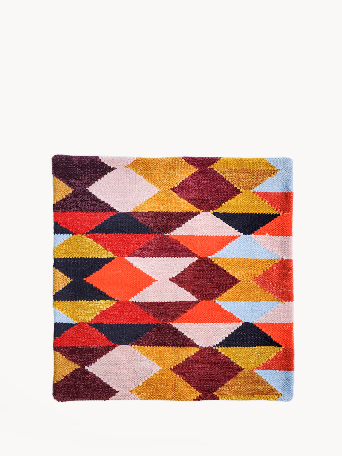 Rana Pillow Cover - Small, hand-loomed from recycled chenille, featuring vibrant colors and unique patterns.