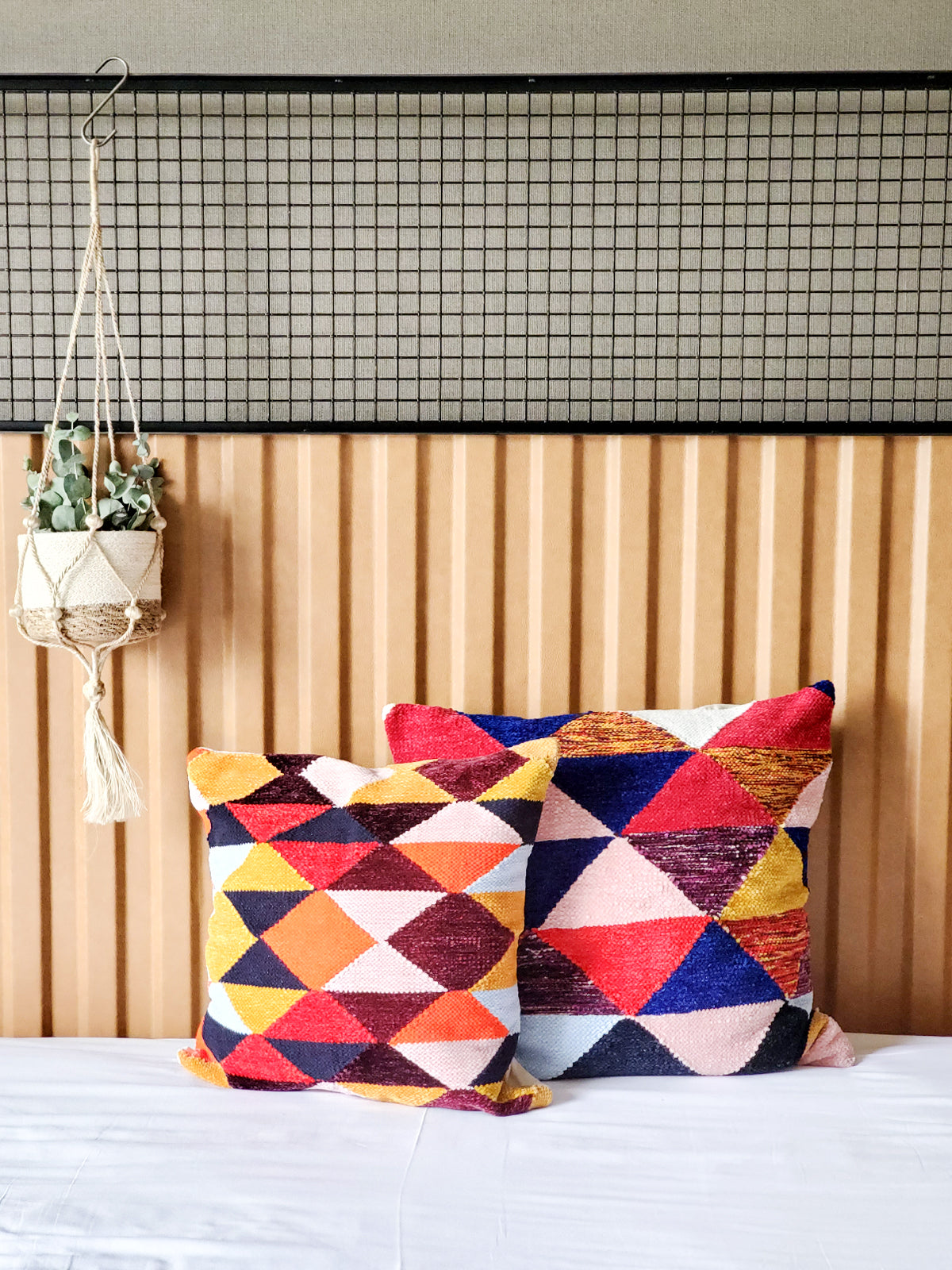 Rana Pillow Cover - Small, hand-loomed from recycled chenille, featuring vibrant colors and unique patterns.