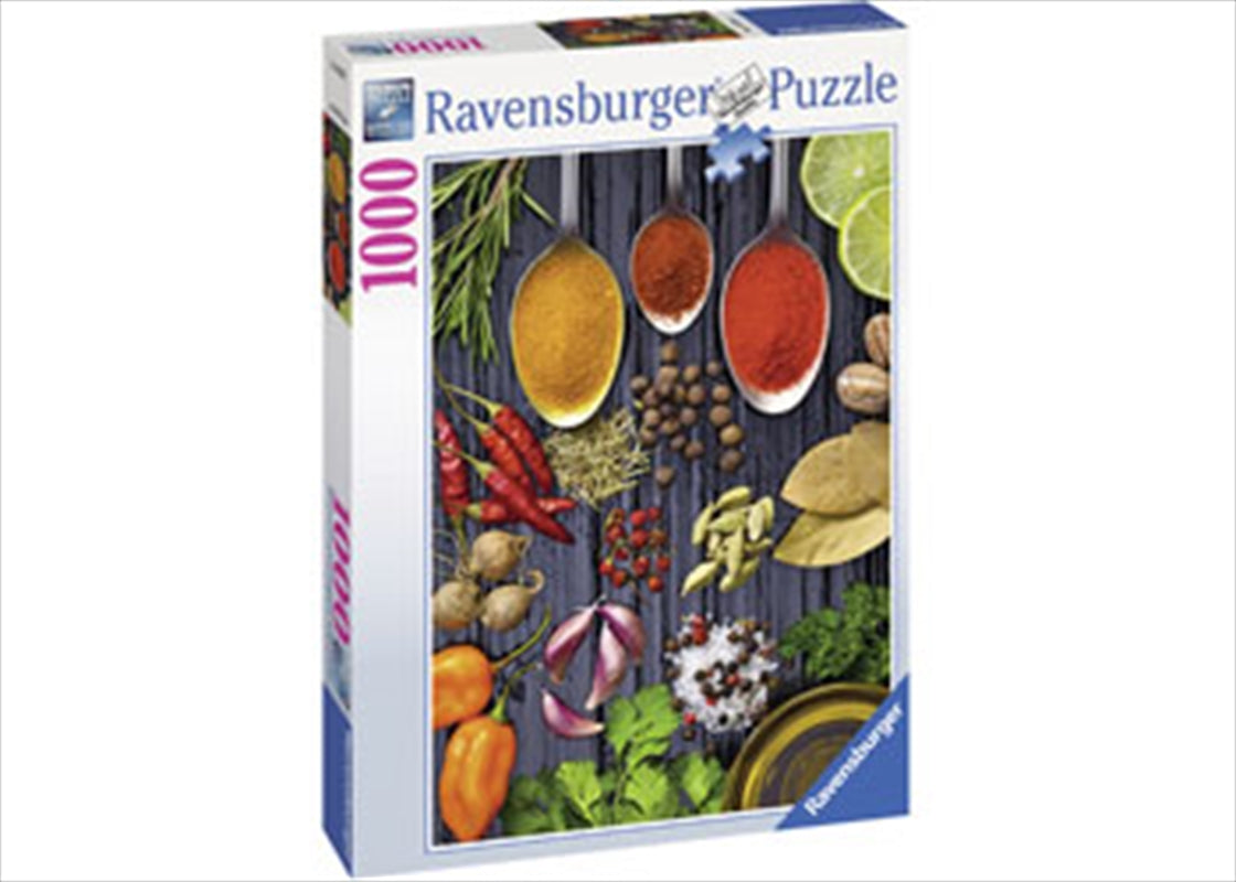 Ravensburger 1000-piece puzzle featuring vibrant herbs and spices, showcasing a colorful and detailed design.