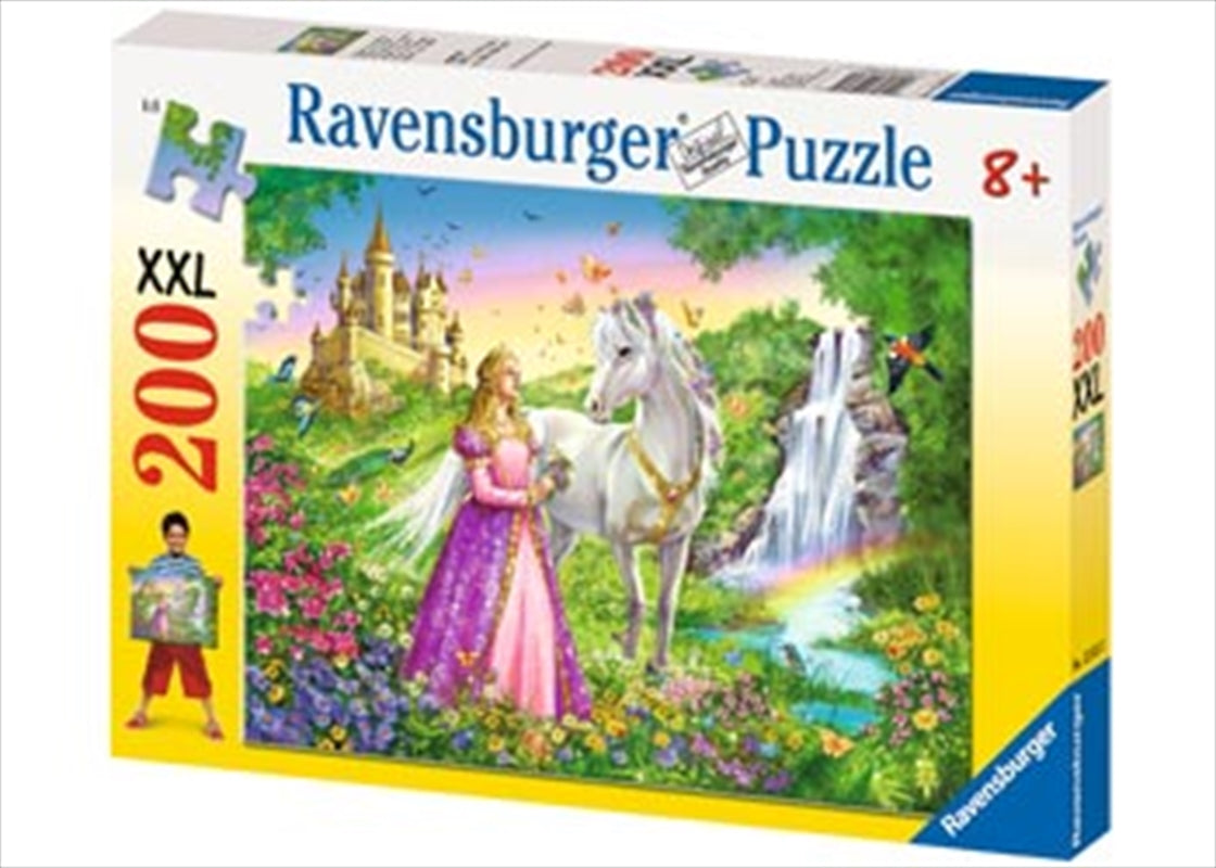 Ravensburger Princess with Horse Puzzle featuring 200 colorful pieces, showcasing a princess and her horse in a vibrant scene.