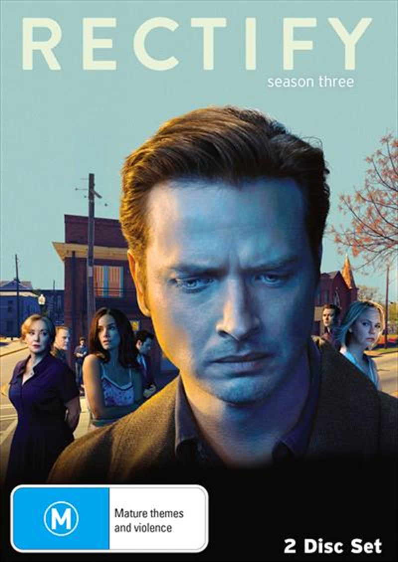 Rectify - Season 3 DVD cover featuring Daniel Holden and dramatic imagery reflecting the show's themes.