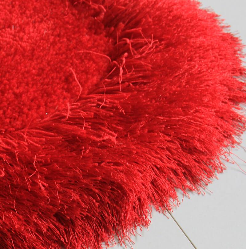 Red Double Heart Decorative Area Rug, soft shaggy texture, hand tufted, 28x55 inches, perfect for home decor.