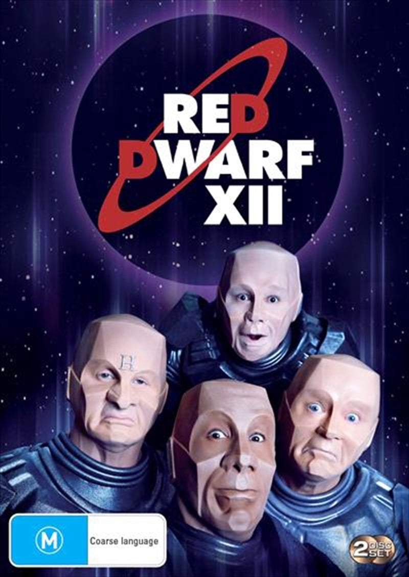 Red Dwarf - Series 12 DVD cover featuring the main characters in a comedic space setting.