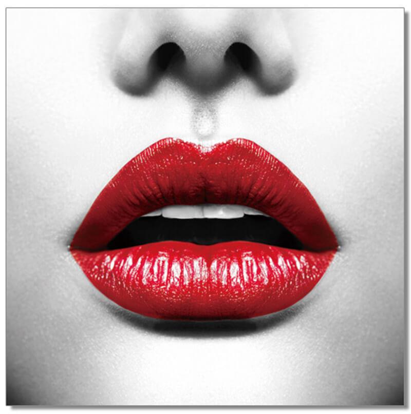 A vibrant Red Lips acrylic wall art print, showcasing a modern design with a high-gloss finish and polished edges, perfect for contemporary decor.