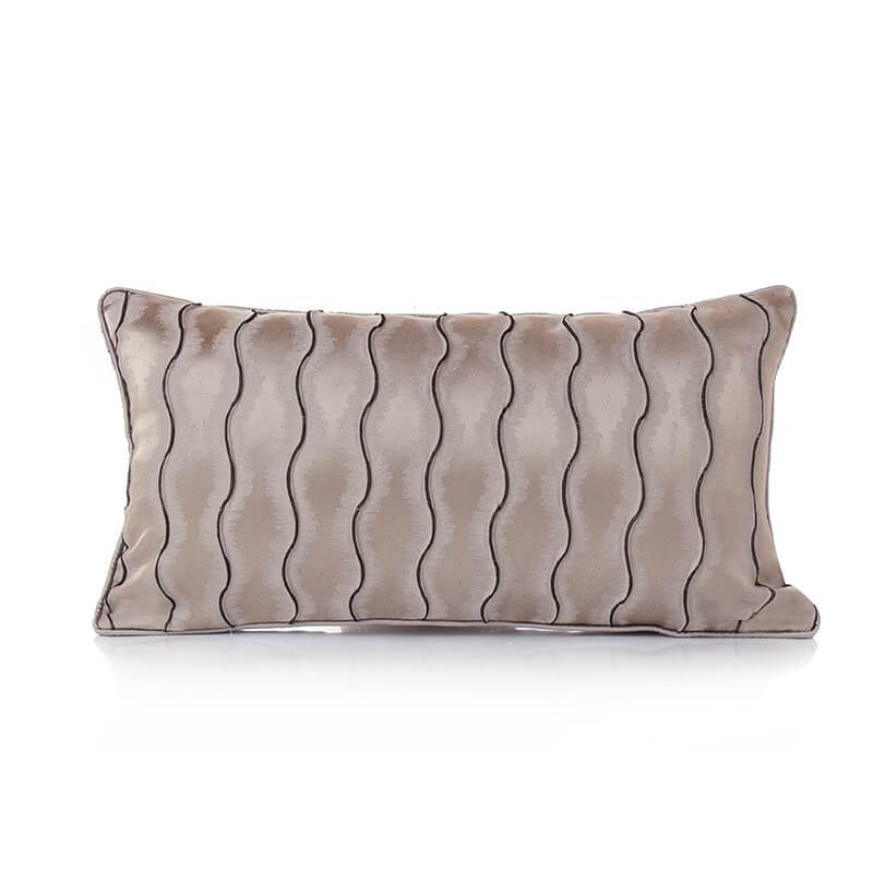 Reflection Pattern Silver Jacquard Lumbar Pillow showcasing elegant silver jacquard fabric and oblong shape, perfect for home decor.