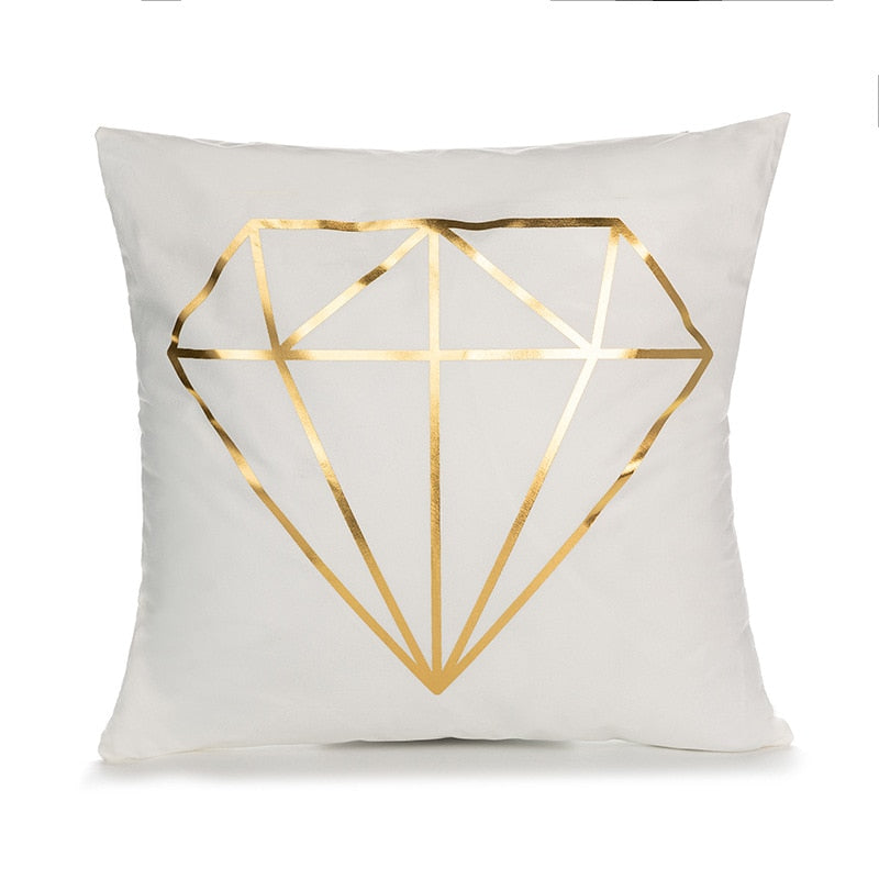 A luxurious Retro Style Gold Stamped Cushion Cover featuring a plush fabric with elegant gold accents, perfect for home decor.