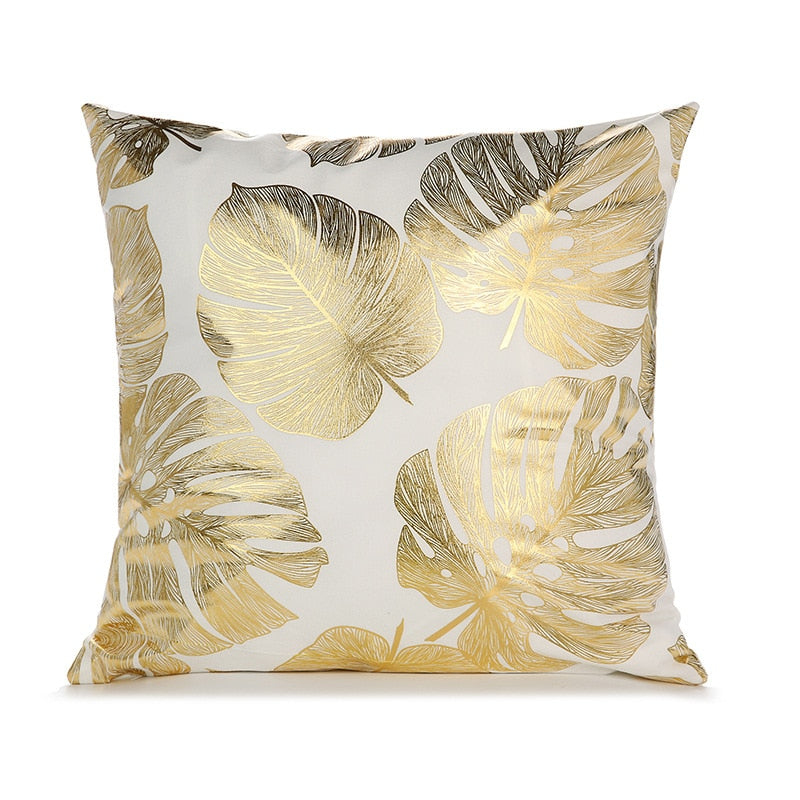 A luxurious Retro Style Gold Stamped Cushion Cover featuring a plush fabric with elegant gold accents, perfect for home decor.