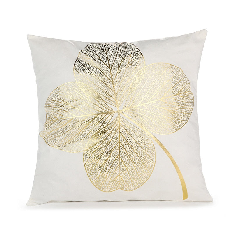 A luxurious Retro Style Gold Stamped Cushion Cover featuring a plush fabric with elegant gold accents, perfect for home decor.