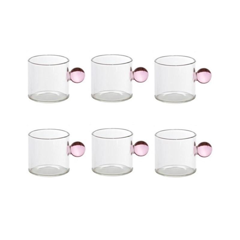 A stylish Retro Tea Glass Set featuring elegant glass handles, perfect for serving tea and espresso in a chic Scandi design.