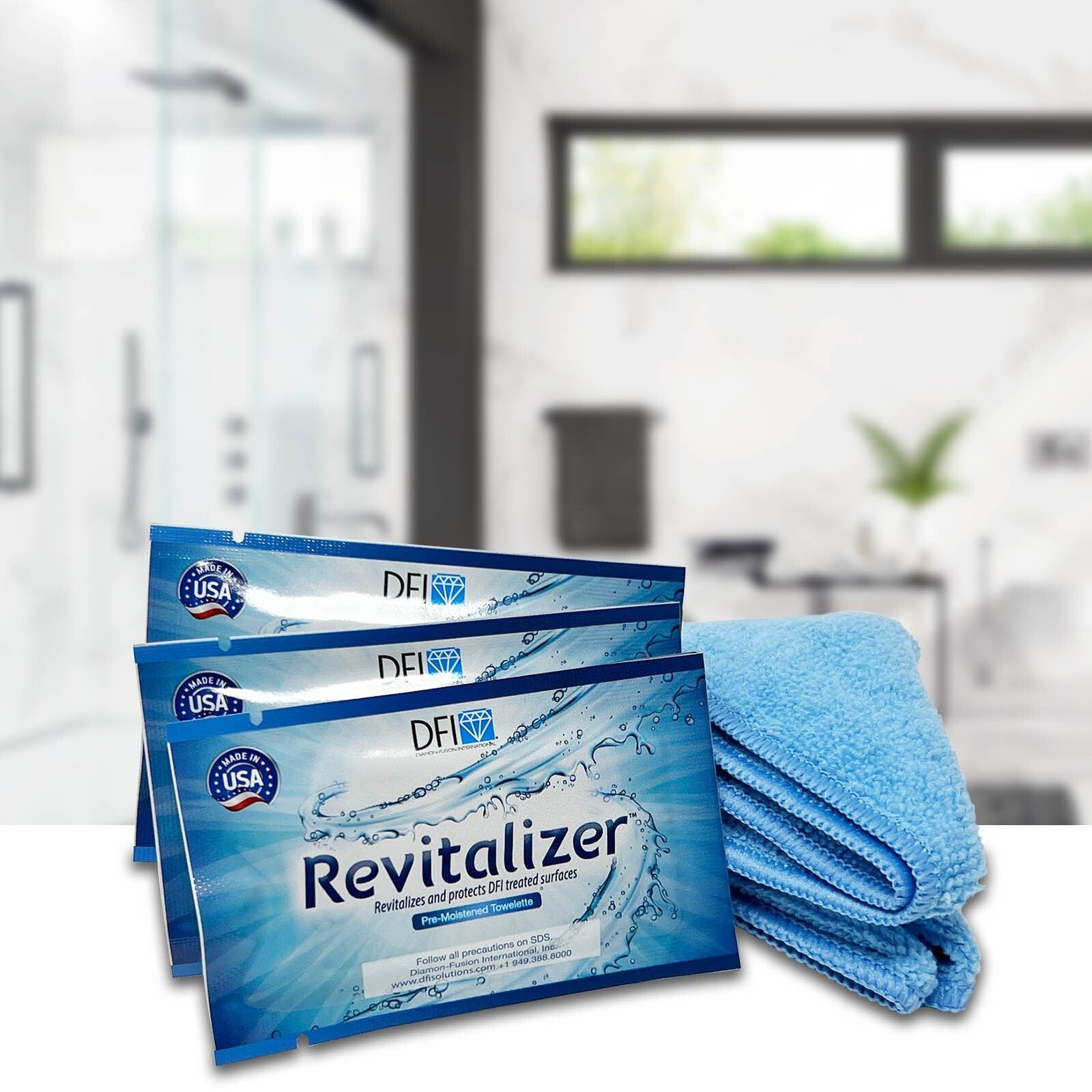 Revitalizer™ Coating bottle with a sleek design, showcasing its protective glass coating for DFI treated surfaces.