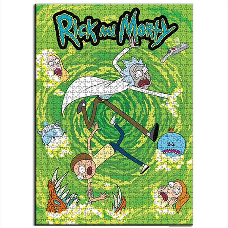 Rick And Morty 1000 Piece Puzzle featuring colorful characters and scenes from the animated series, perfect for fans and puzzle enthusiasts.