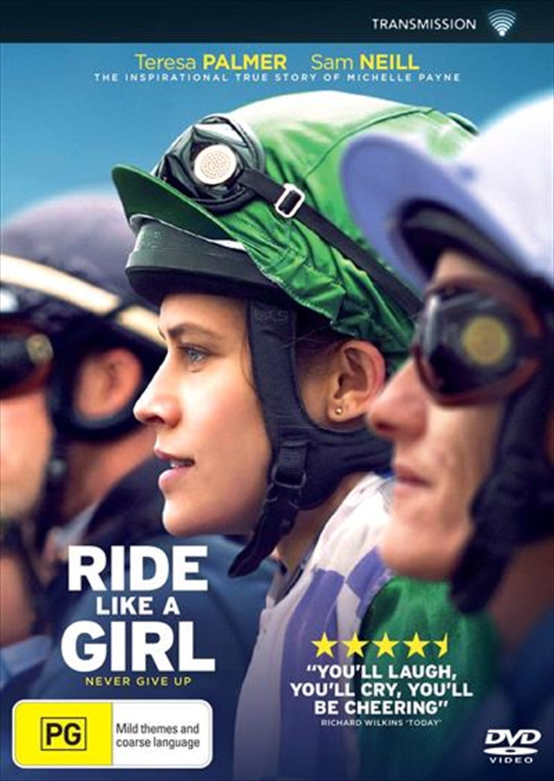 Cover of Ride Like A Girl DVD featuring Michelle Payne, the first female jockey to win the Melbourne Cup.