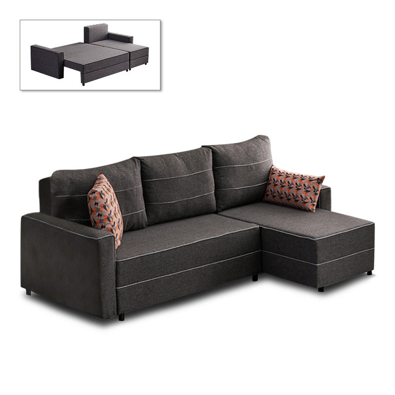 Right corner sofa bed BURMA in anthracite color, showcasing its modern design and spacious seating.