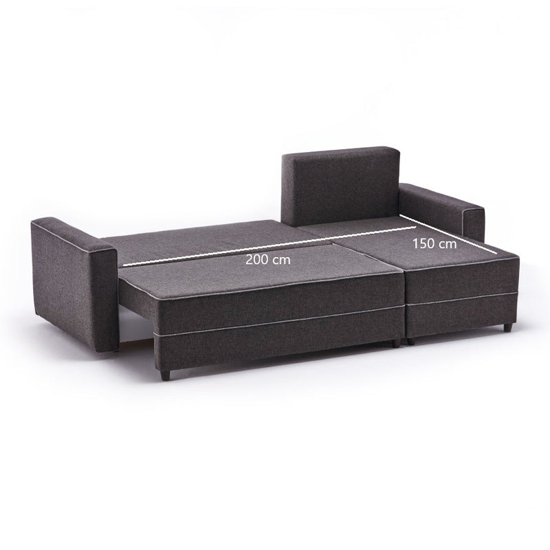 Right corner sofa bed BURMA in anthracite color, showcasing its modern design and spacious seating.