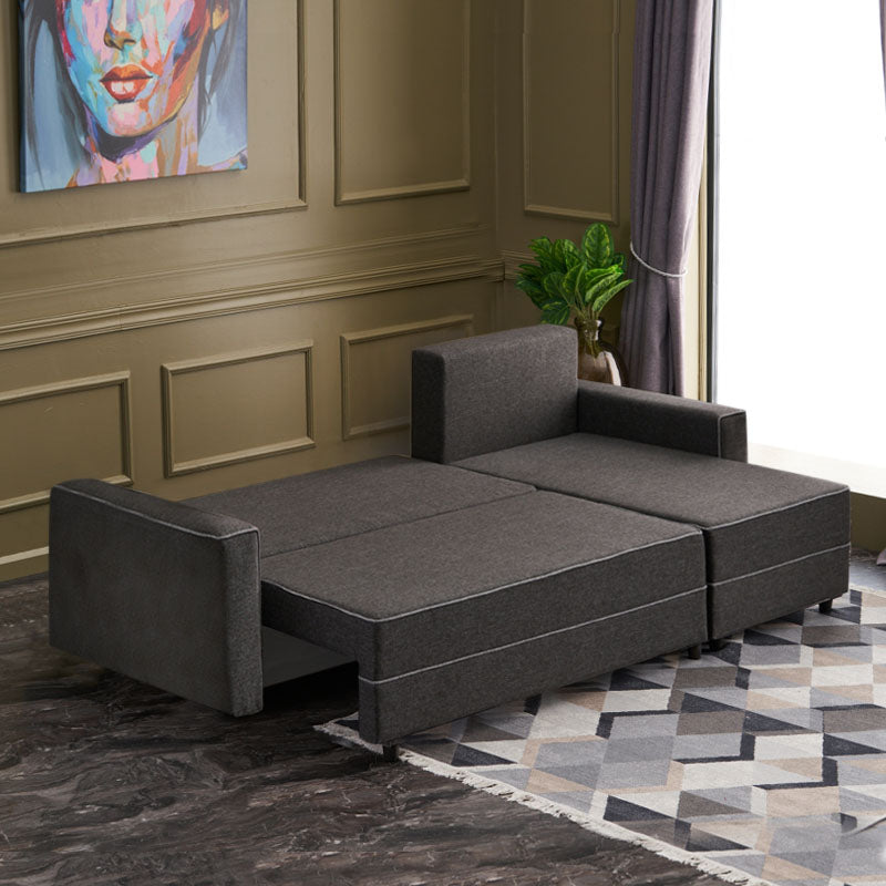 Right corner sofa bed BURMA in anthracite color, showcasing its modern design and spacious seating.