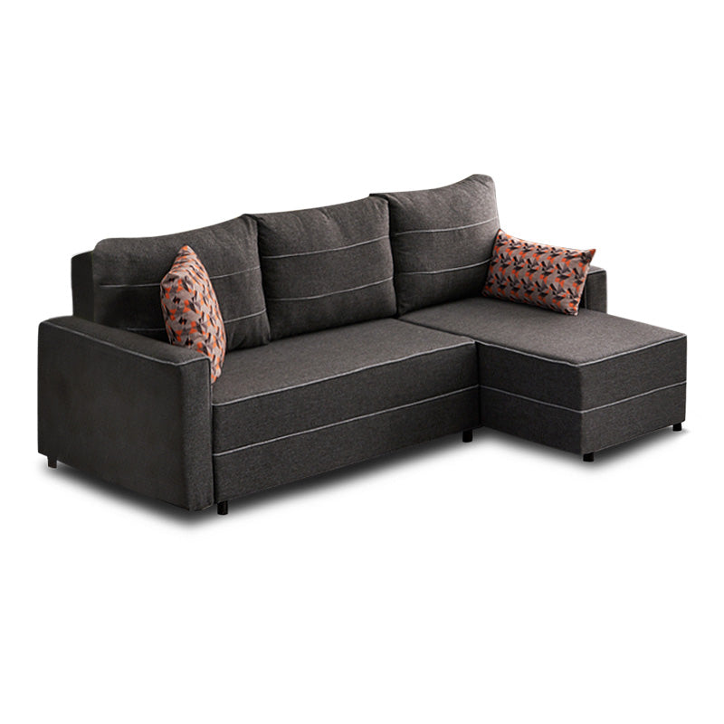 Right corner sofa bed BURMA in anthracite color, showcasing its modern design and spacious seating.