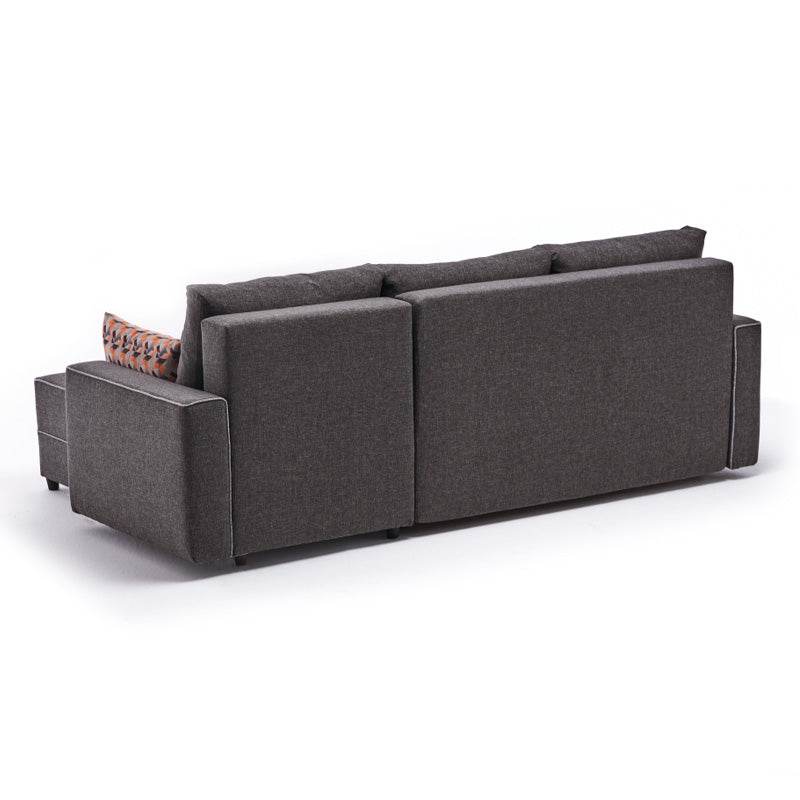 Right corner sofa bed BURMA in anthracite color, showcasing its modern design and spacious seating.