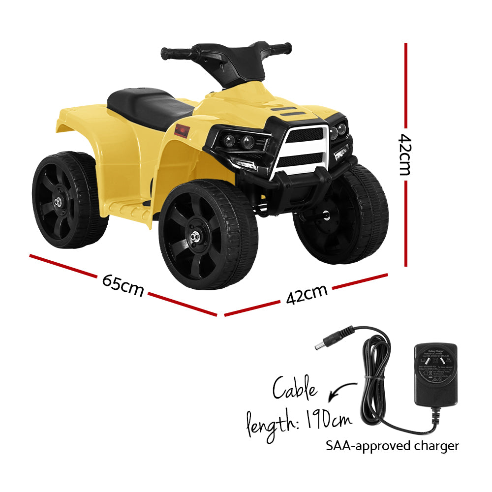 Rigo Kids Ride On ATV Quad Motorbike in vibrant colors, designed for children aged 3+, showcasing its LED headlights and anti-slip tires.